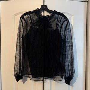 Veronica Beard Black Sheer Blouse